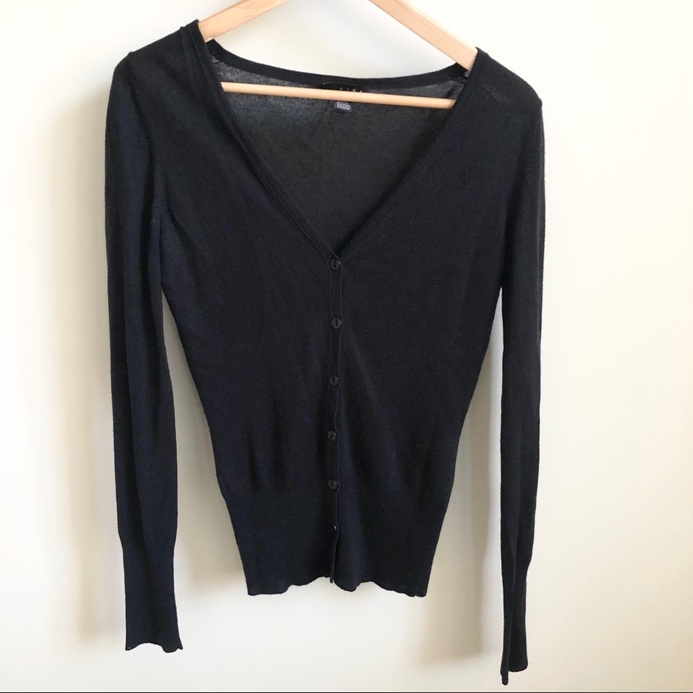 LINE Cashmere-Blend V-Neck Cardigan Black Size Small